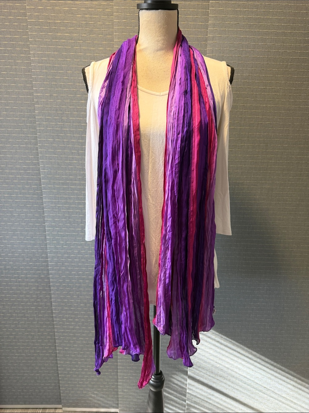 Purple Ombré Crinkle Asymmetrical Scarf